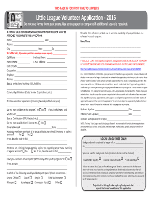 Little League Volunteer Application