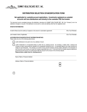 Summit Healthcare REIT Distribution Form