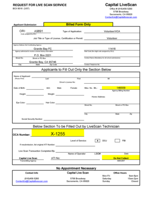 California Live Scan Volunteer Application