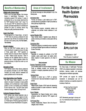 Florida Society of Health-System Pharmacists Membership Application