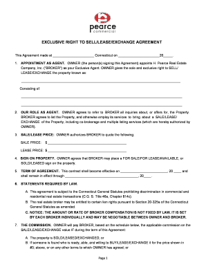 Exclusive Right to Sell Lease Exchange Agreement