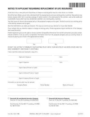 Notice to Applicant Regarding Life Insurance Replacement