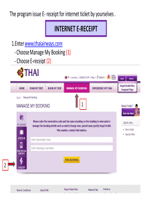 Thai Airways Internet E-Receipt
