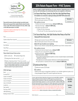 2016 HVAC Rebate Request Form