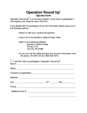 Operation Round Up Opt-Out Form