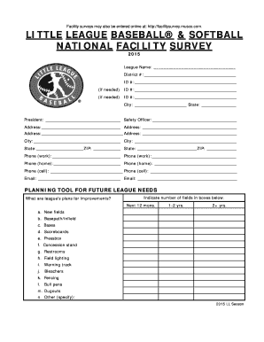Little League Baseball & Softball National Facility Survey 2015-2023 - Fill  and Sign Printable Template Online