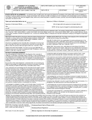 University of California State Oath and Patent Acknowledgement