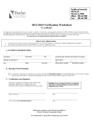 2013-2014 Verification Worksheet