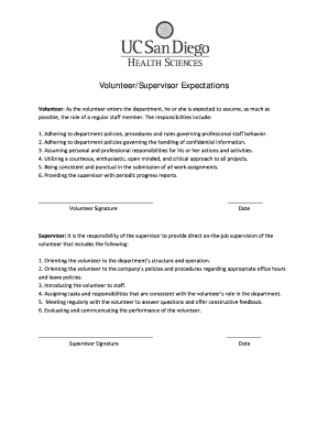 Volunteer Supervisor Expectations Agreement