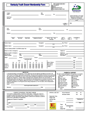 Kentucky Youth Soccer Membership Form
