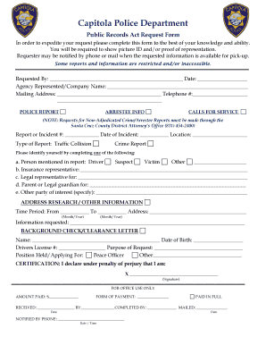 Capitola Police Department Public Records Act Request Form