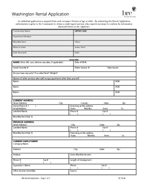 Washington Rental Application
