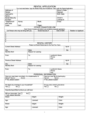 Rental Application Form