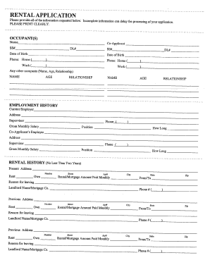 Rental Application Form