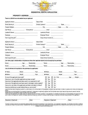 Residential Rental Application Form