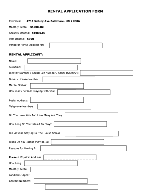 Rental Application Form