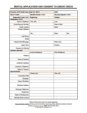 Rental Application and Credit Check Consent
