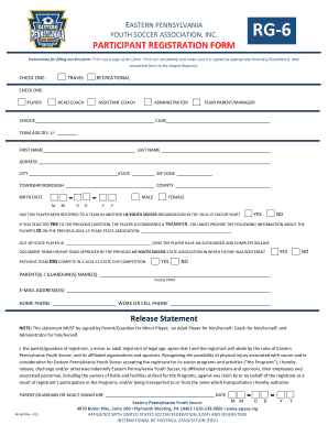 Eastern Pennsylvania Youth Soccer Registration Form