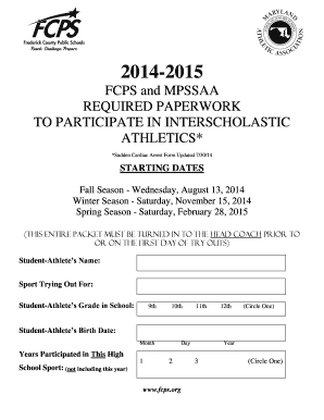FCPS MPSSAA Student-Athlete Participation Form
