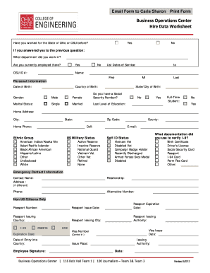 Hire Data Worksheet