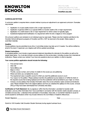 Curriculum Petition Form