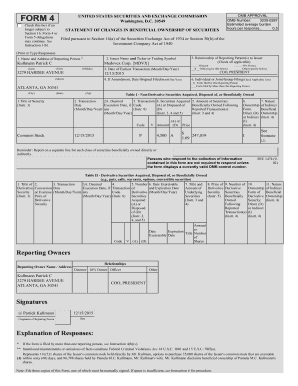 Form 4 Statement of Changes in Beneficial Ownership