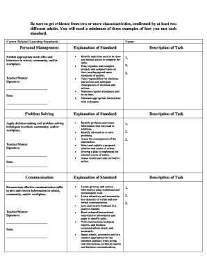 Career Related Learning Standards Form