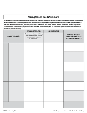 IFSP Child Development Form