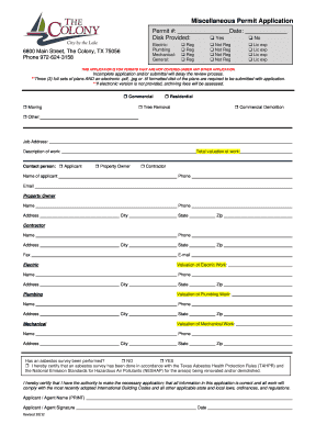 Miscellaneous Permit Application