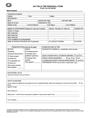 Day Field Trip Proposal Form