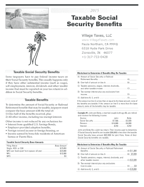 Taxable Social Security Benefits Worksheet
