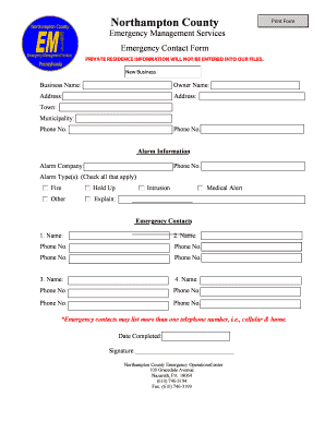 Northampton County Emergency Contact Form