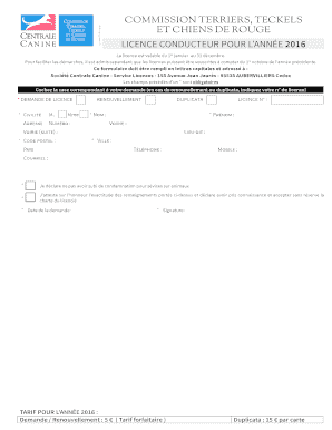 Licence Conducteur Pour L’Année 2016