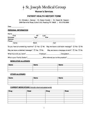 Patient Health History Form