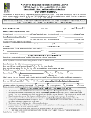 Student Health History and Parental Permission Form