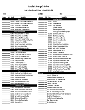 Custodial & Beverage Order Form
