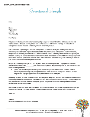 Solicitation Letter for National Osteoporosis Foundation Event