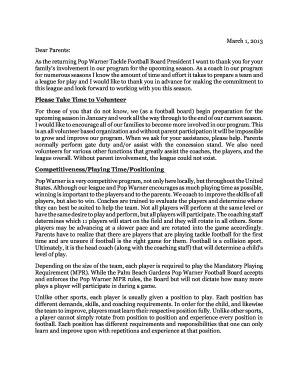 Pop Warner Football Registration Form