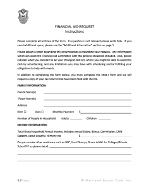 Financial Aid Request Form