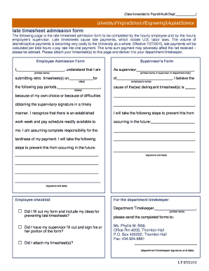 Late Timesheet Admission Form