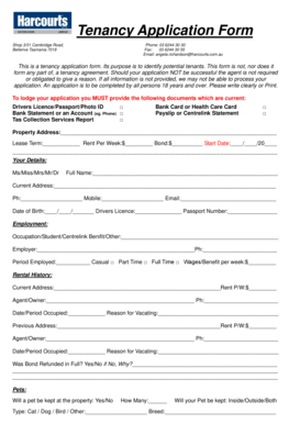Tasmania Tenancy Application Form