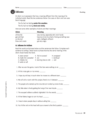 Idioms Teaching Worksheet