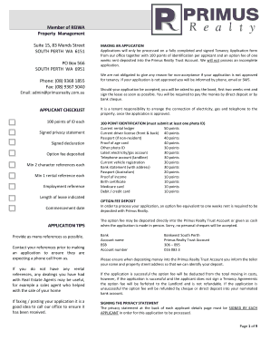 Residential Tenancy Application Form