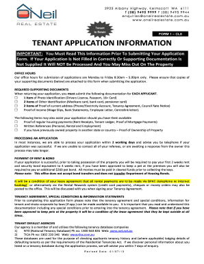 Tenant Application Form CL8