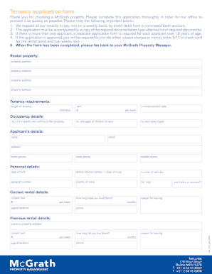 New South Wales Tenancy Application Form