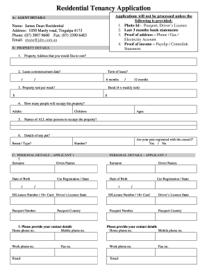 Residential Tenancy Application