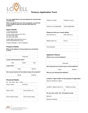 Tenancy Application Form