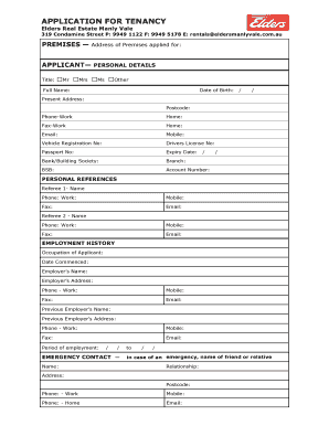 Application for Tenancy