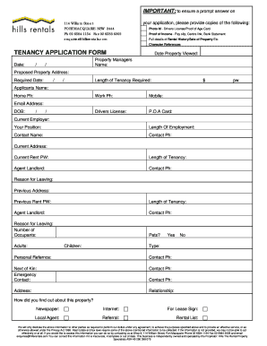 Residential Tenancy Application Form