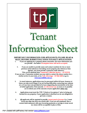Tasmanian Tenancy Application Form